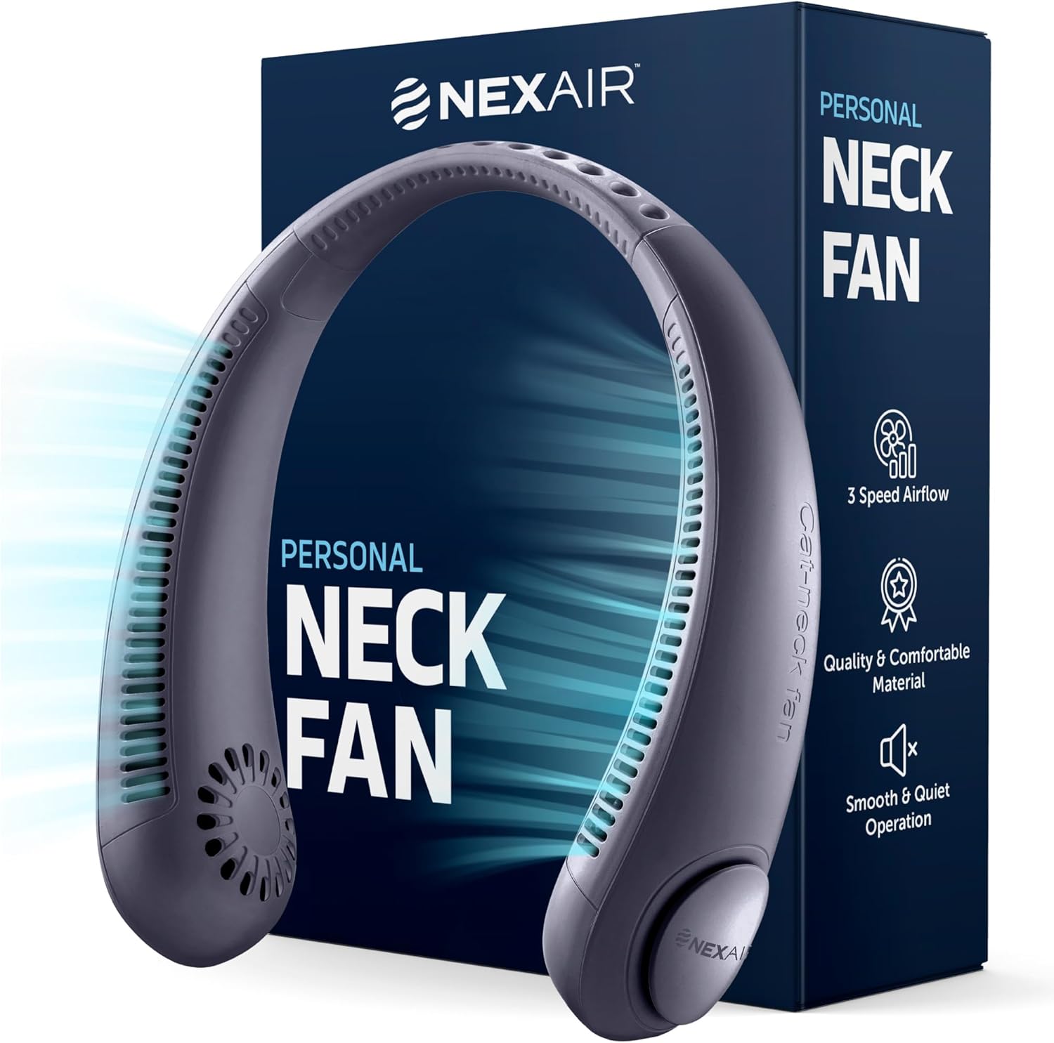 3-Speed Rechargeable Portable Neck Fan by NEXAIR - Stay Cool Anywhere!