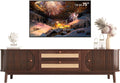 Merax Fluted TV Stand: Rattan Drawer, Curved Design
