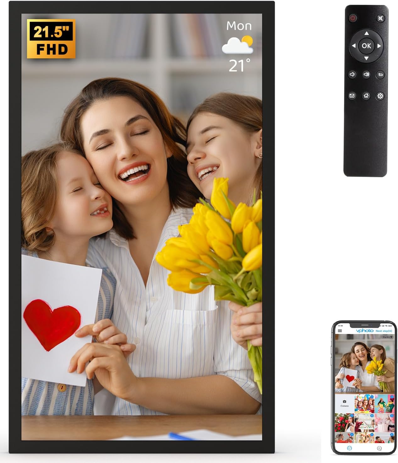 21.5 Inch Large Digital Picture Frame with Stunning HD Display