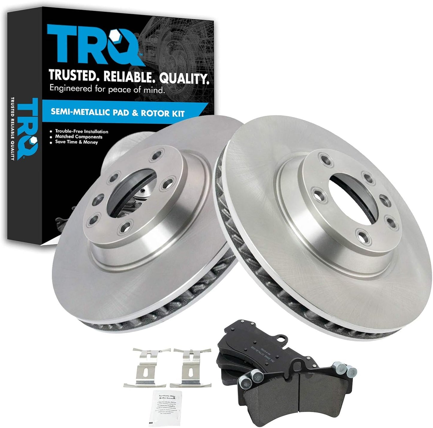 TRQ Front Brake Pad & Rotor Kit for Audi Q7, Cayenne, Touareg