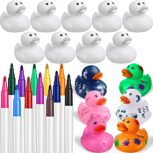 Creative 48 Pcs 2 Inch White Blank Rubber Ducks for DIY Crafts