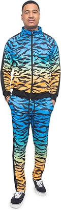 G-Style USA Men's Side Stripe Zipper Jacket Drawstring Waistband