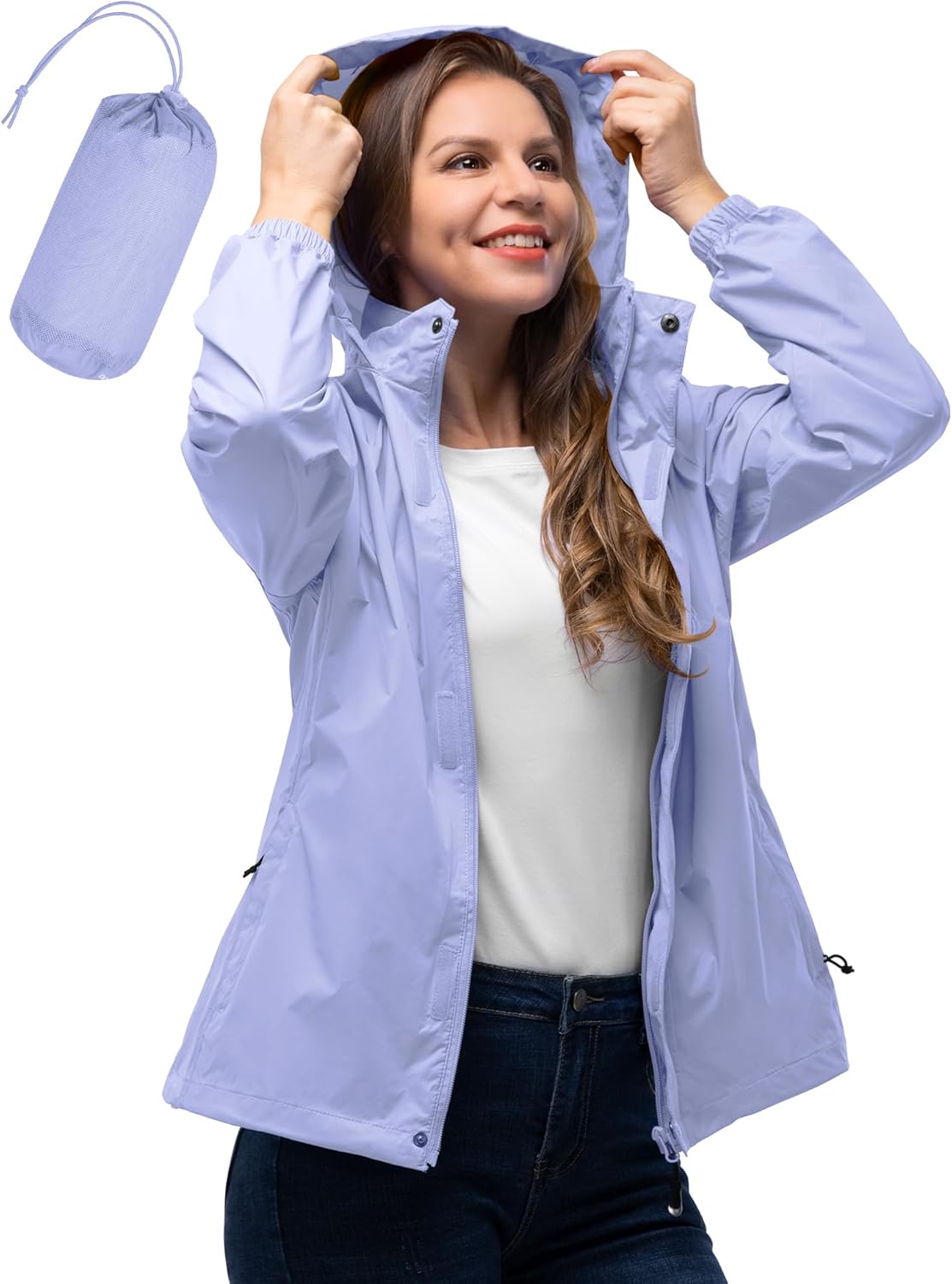 33,000ft Women's Rain Jacket Waterproof Lightweight Packable