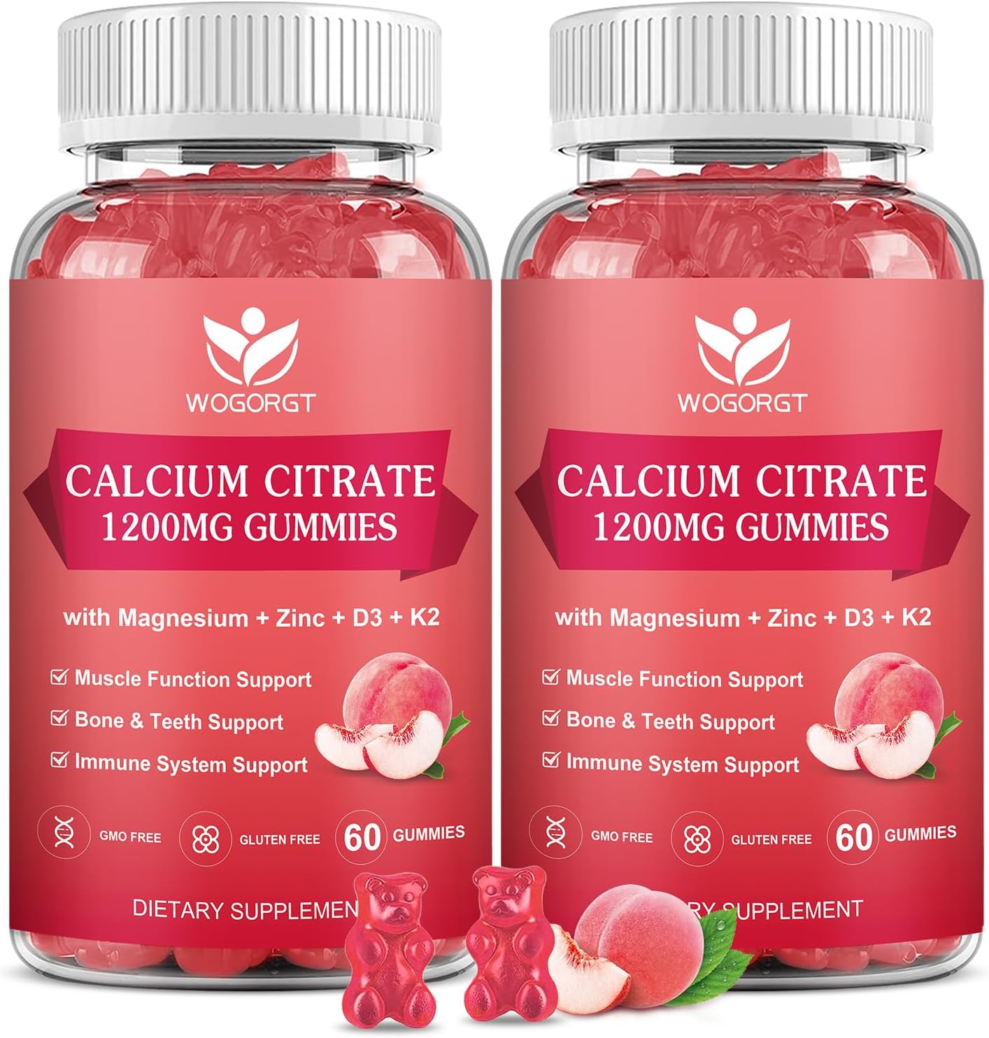 Calcium Citrate Gummies with Vitamin D3 & K2 for Bone Health
