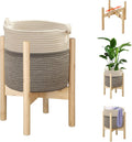 Flower Pot Rattan Plant Stand Planter with Stand - Adjustable Boho