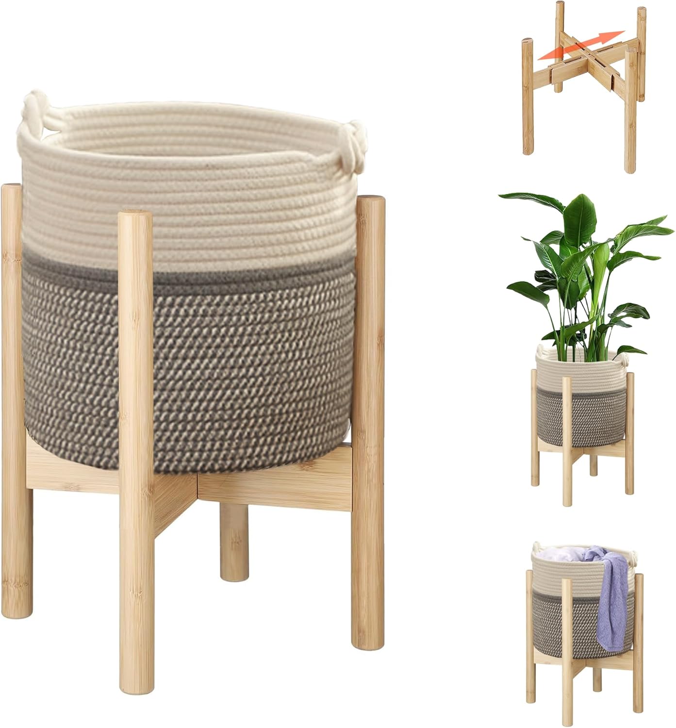 Flower Pot Rattan Plant Stand for Stylish Indoor Decor