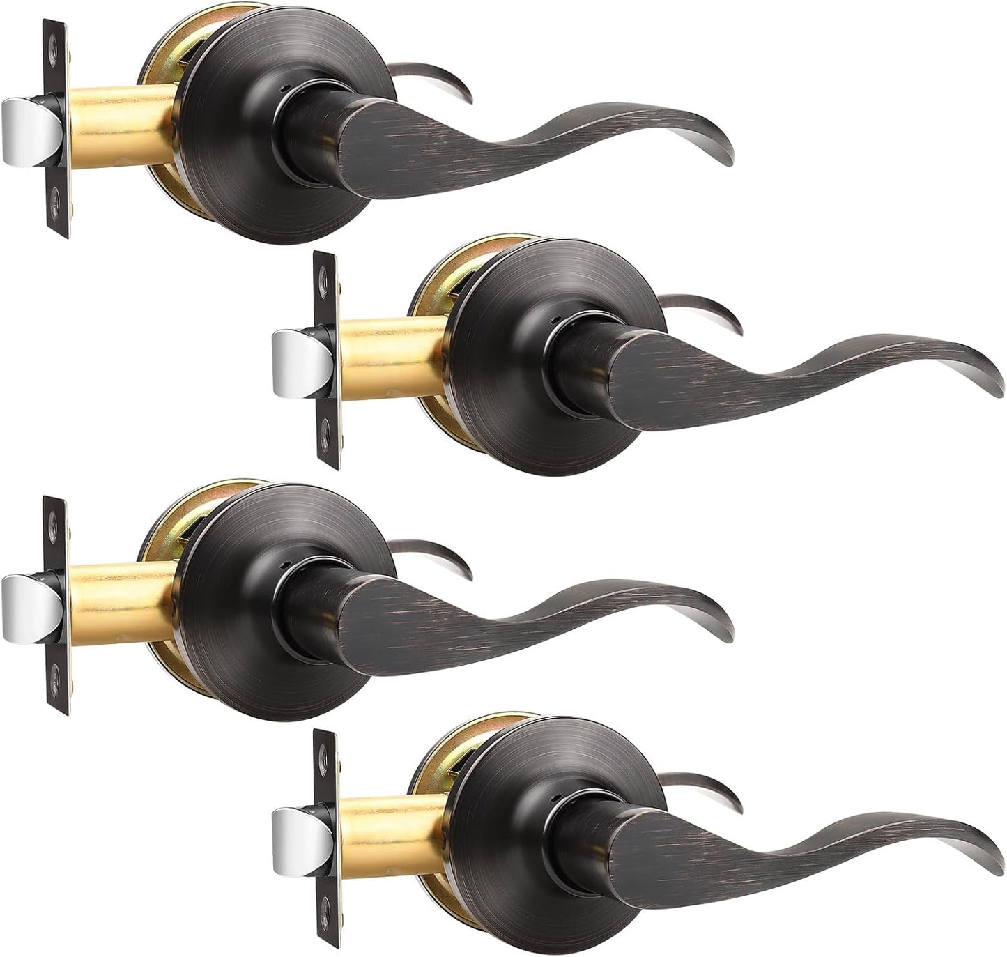 GOBEKOR Passage Door Handles in Oil Rubbed Bronze for Modern Homes