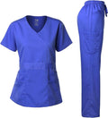 Dagacci Medical Uniform Women's Scrub Set Y-Neck Top and Pants