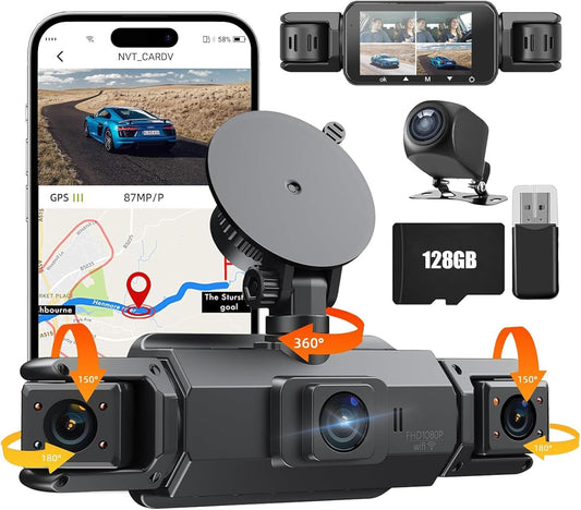 Gloryes 4-Channel Dash Cam: 360 View & Night Vision