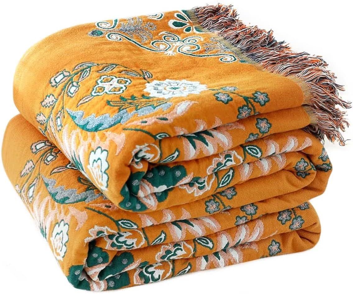 Boho Throw Blanket for Bed 100% Cotton Ultra Soft Rustic Quilt