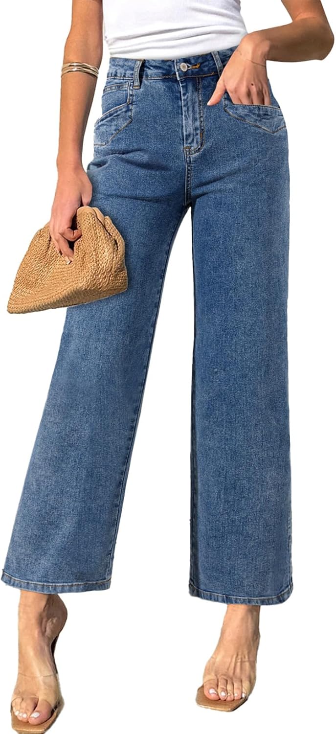 Wide Leg Jeans for Women: High Waisted Stretchy Denim Pants