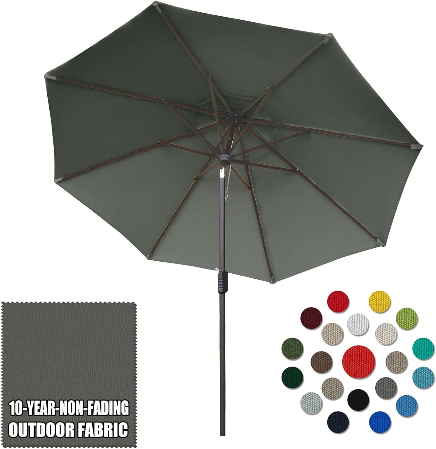 Eurmax 10Ft Market Umbrella with 10-Year Non-Fading Fabric