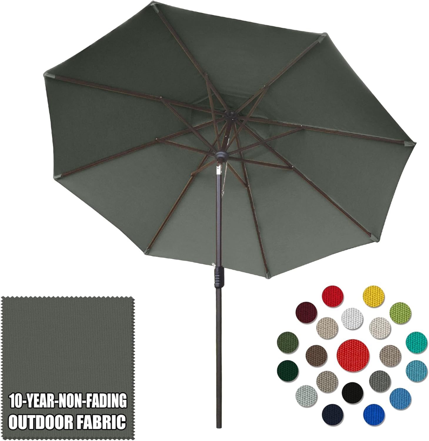 Eurmax 10Ft Market Umbrella with 10-Year Non-Fading Fabric
