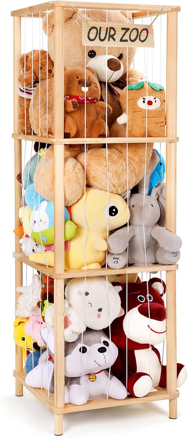 Large Wooden Stuffed Animal Storage Holder for 50 Plushies