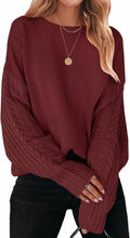 Women's Oversized Cable Knit Pullover Sweater - Soft Fall Tunic