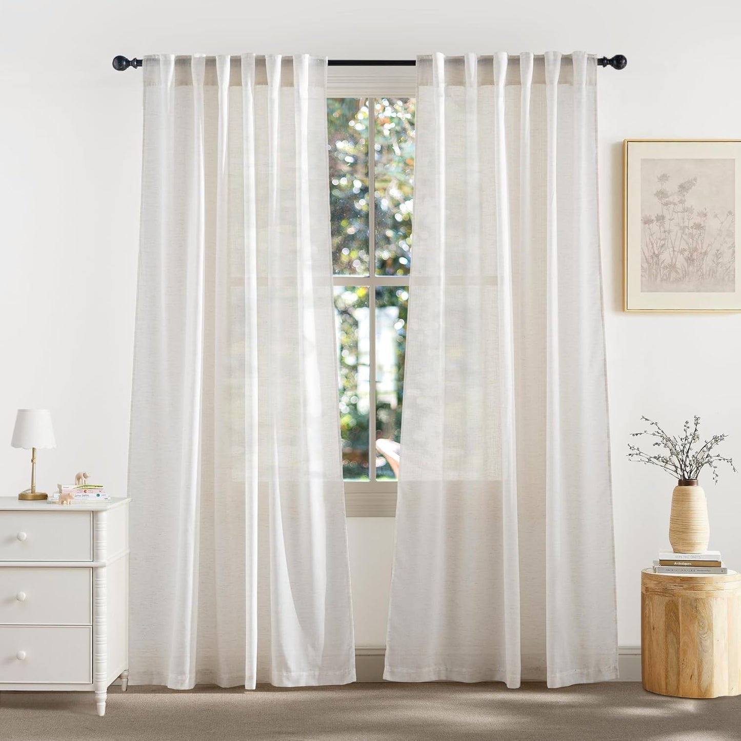RYB HOME Sheer Curtains 108 inches Long for High Ceilings