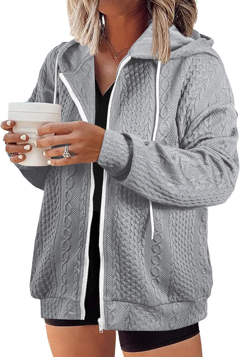 Eytino Plus Size Hoodies Sweatshirt Zip Up Jacket for Women