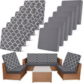 Patio Cushion Covers 12 Pack Dark Gray Moroccan - Stretchy Waterproof