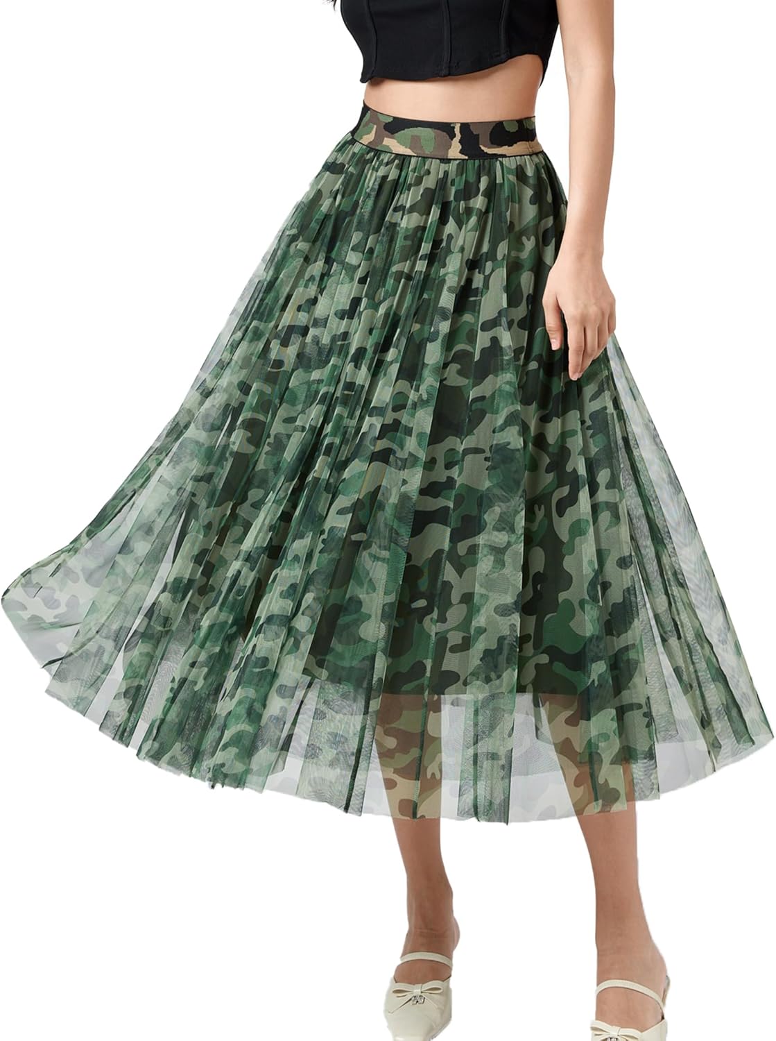 Elegant Tulle Skirt for Women - Flowy Midi A-Line Design