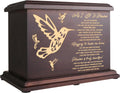 Cremation Memorial Urn for Human Ashes Large Wooden Box - 270 cu in