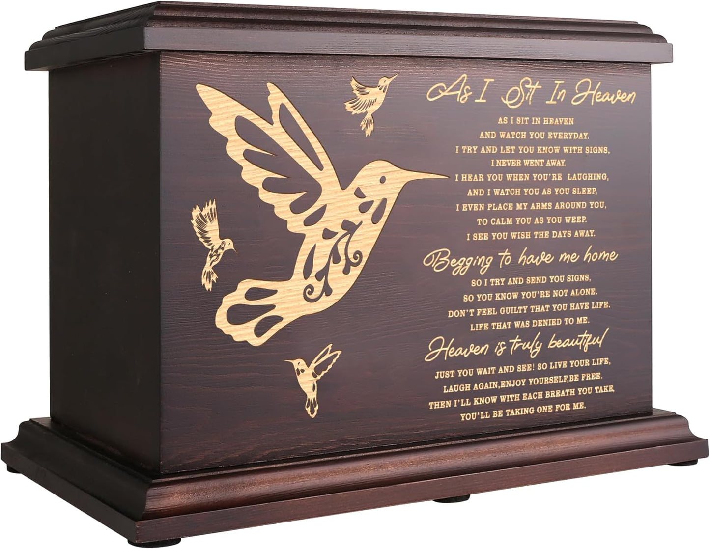 Large Cremation Memorial Urns for Human Ashes - Wooden Box
