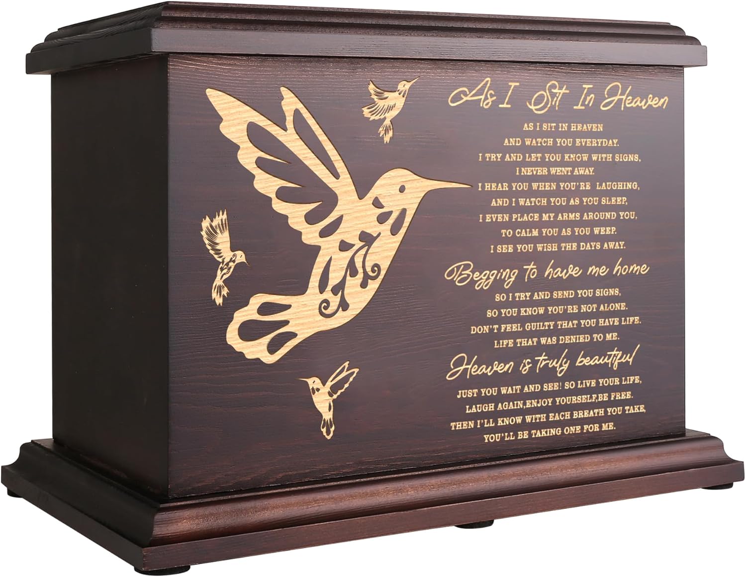 Large Cremation Memorial Urns for Human Ashes - Wooden Box