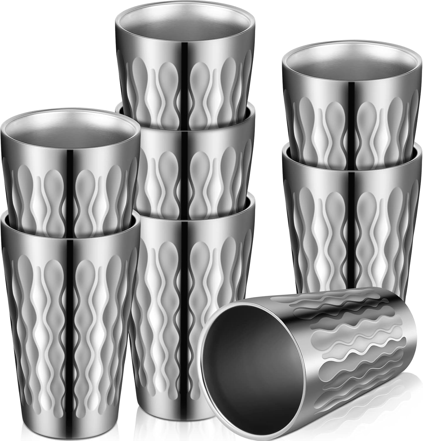 8 Pack 16oz Stainless Steel Cups for Hot and Cold Drinks