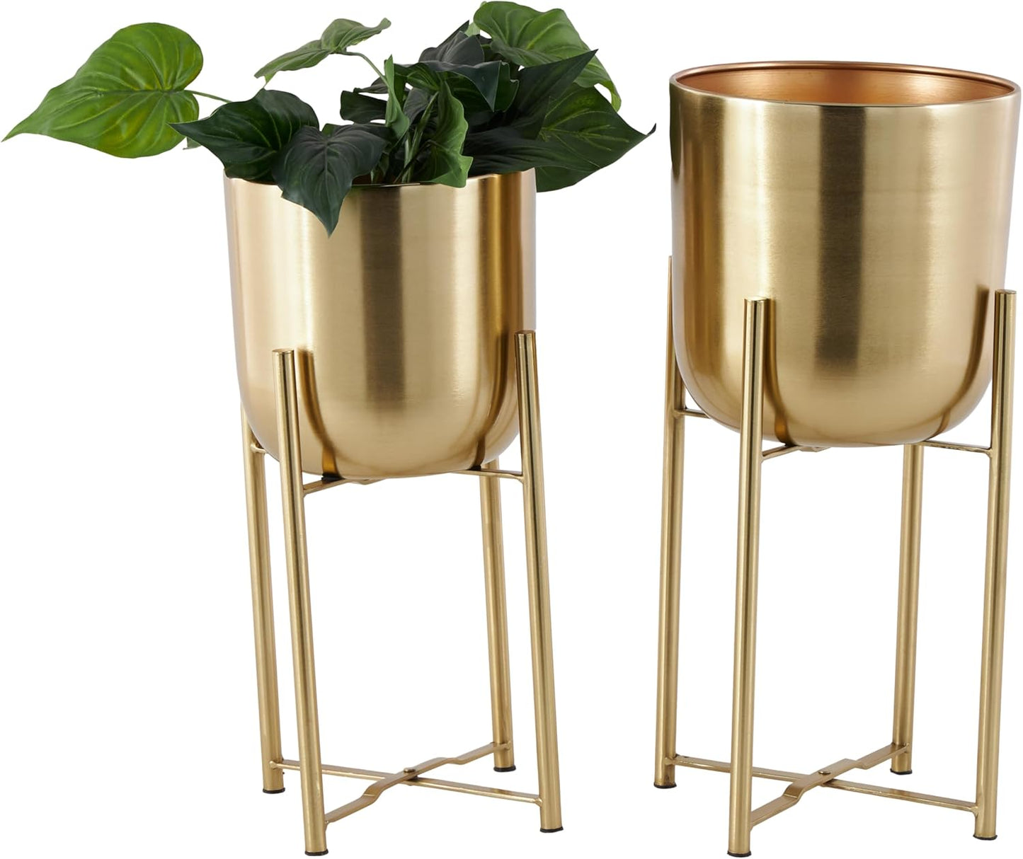 CosmoLiving Metal Indoor Outdoor Planter Set of 2 Glam Pots