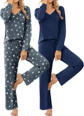 Ekouaer Womens 2 Pack Pajama Sets - Soft Long Sleeve Loungewear
