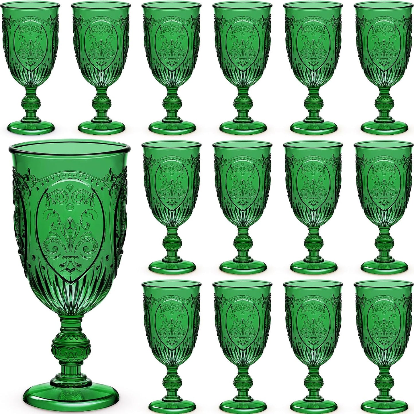 24 Pcs Vintage Plastic Goblets for Elegant Parties and Events