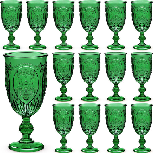 24 Pcs Vintage Plastic Goblets for Elegant Parties and Events