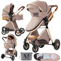 225 Khaki 2 in 1 Baby Stroller - Convertible Foldable High View
