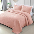 King Quilt Set Blush Pink Ultrasonic Coverlet - Lightweight All-Season