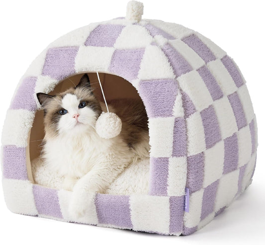 Lesure Cute Cat Beds for Indoor Cats - Cozy 2 in 1 Cat Cave