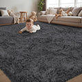 4x6 Area Rug for Living Room Ultra Soft Fluffy Shag Dark Grey