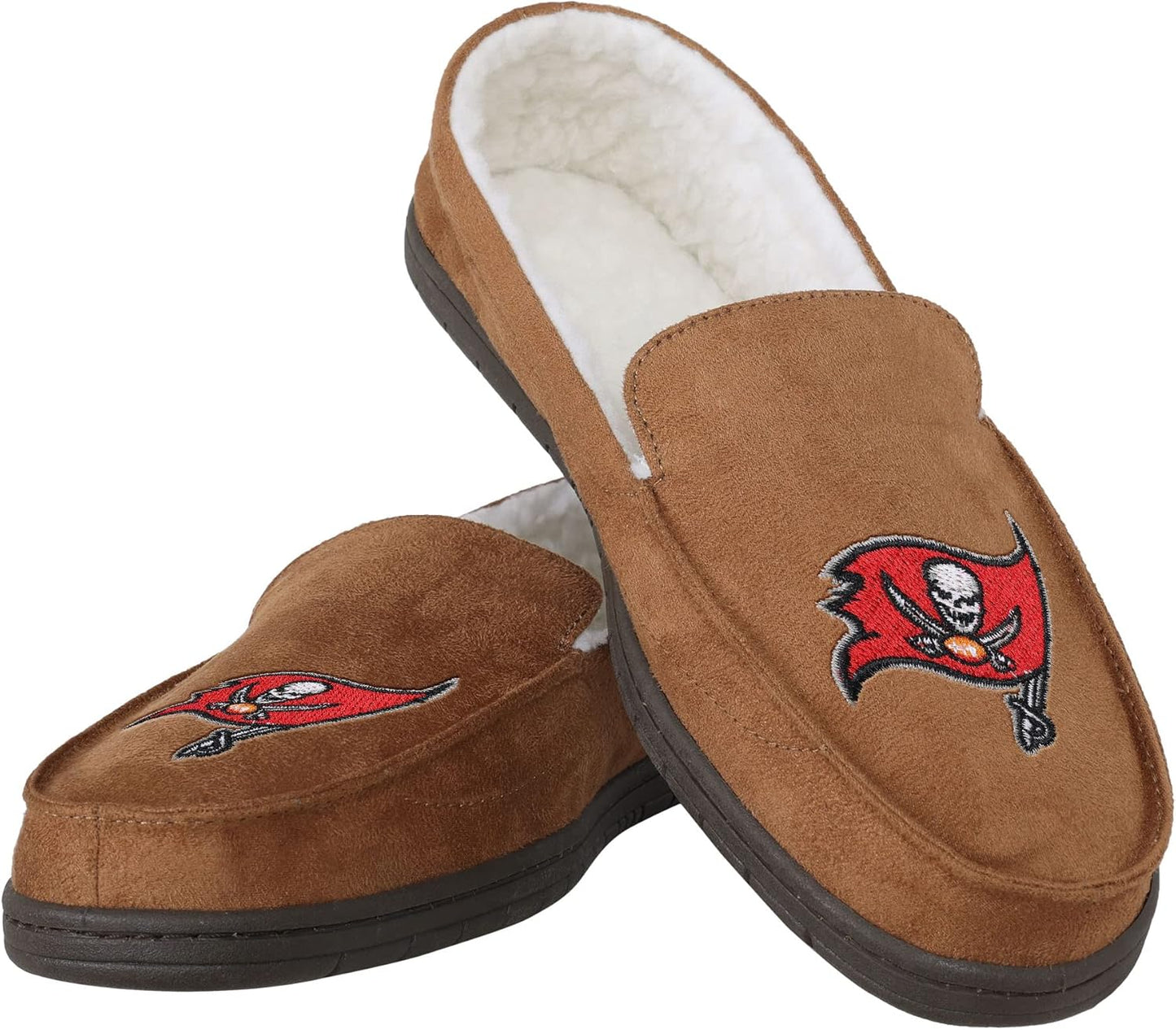 FOCO Men's NFL Football Team Logo Moccasin Slippers for Comfort