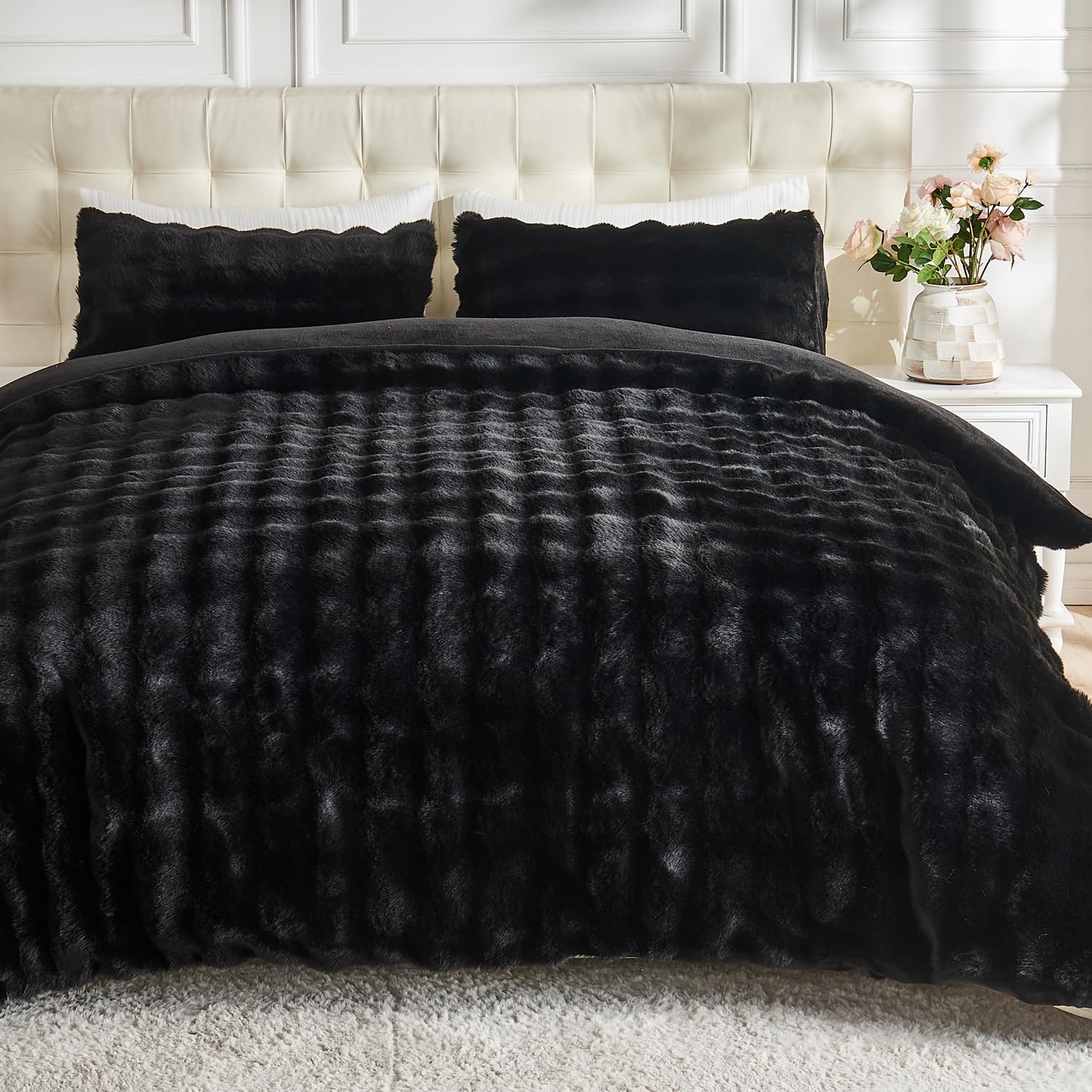 Lotus Karen Fluffy Comforter Set - Cozy Faux Fur Duvet Cover