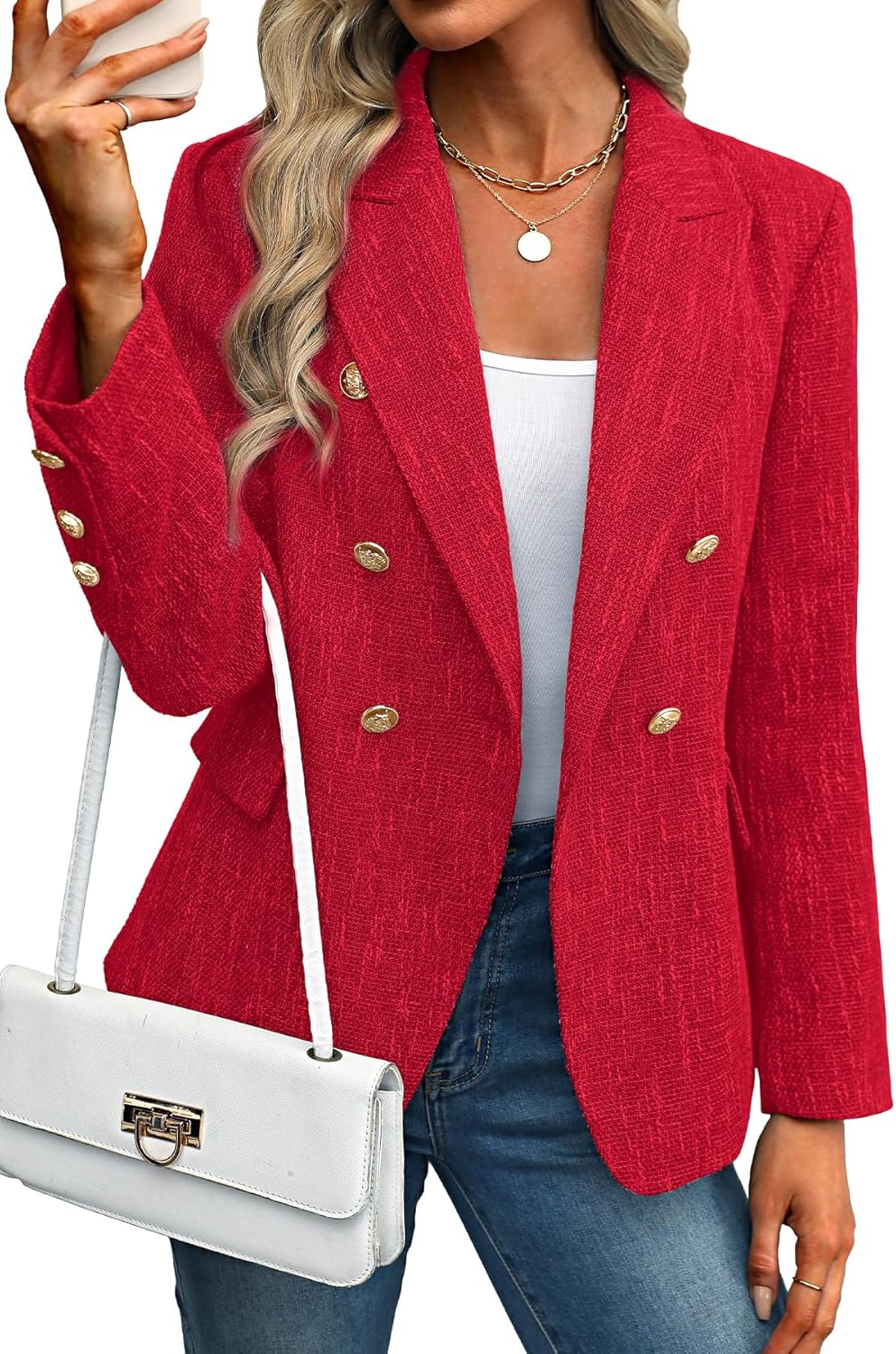 Stylish ELLEVEN Women's Tweed Blazers for Business Casual Wear