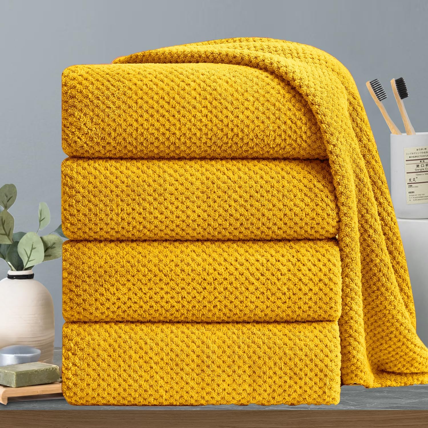 Extra Large Bath Towels Set 4-Pack - 600 GSM Soft Microfiber