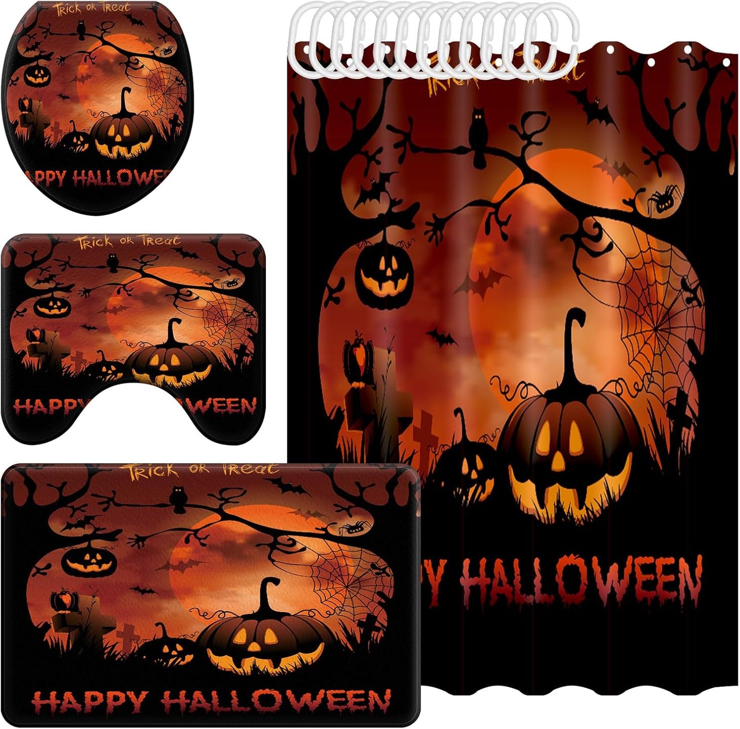 Terror Pumpkin Bathroom Set - Waterproof Halloween Decor