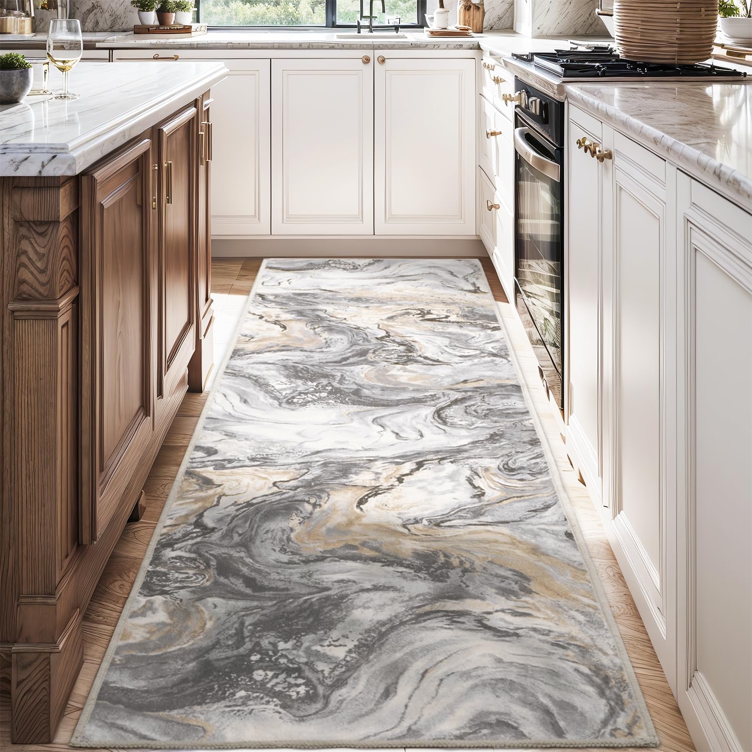 Modern Abstract 2x6 Runner Rug for Hallways and Kitchens