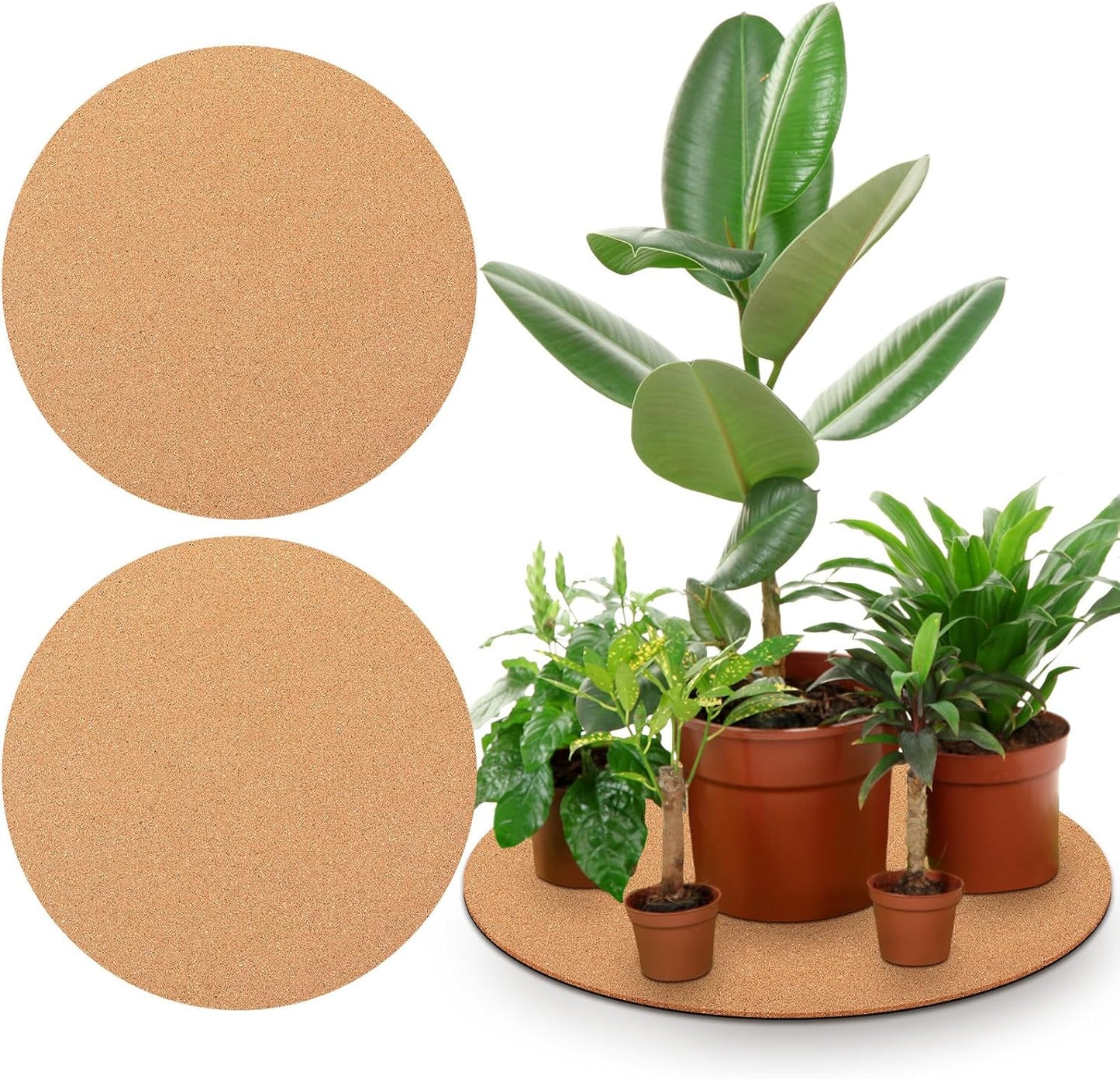 Large 16 Inch Cork Plant Coasters for Indoor Plant Protection