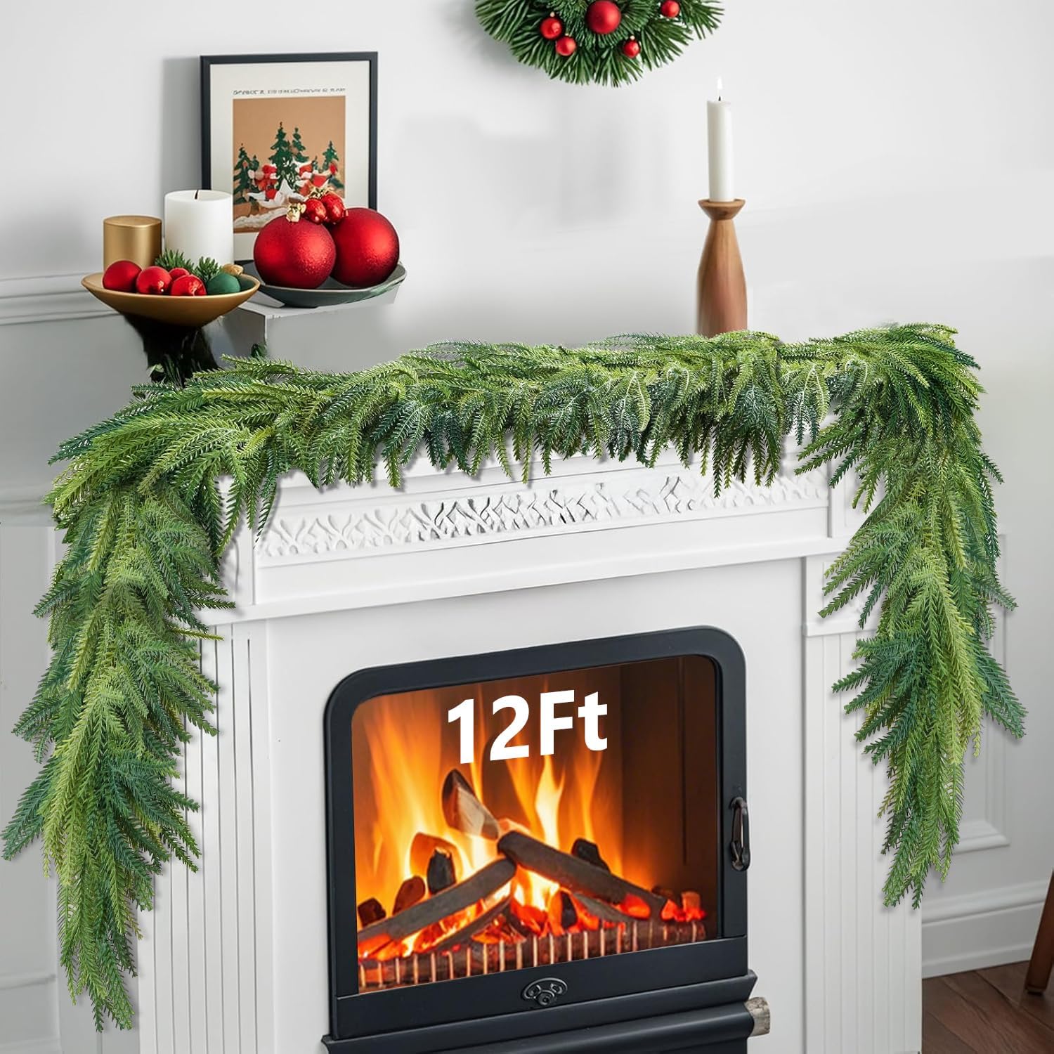 12Ft Norfolk Pine Christmas Garlands for Festive Decor