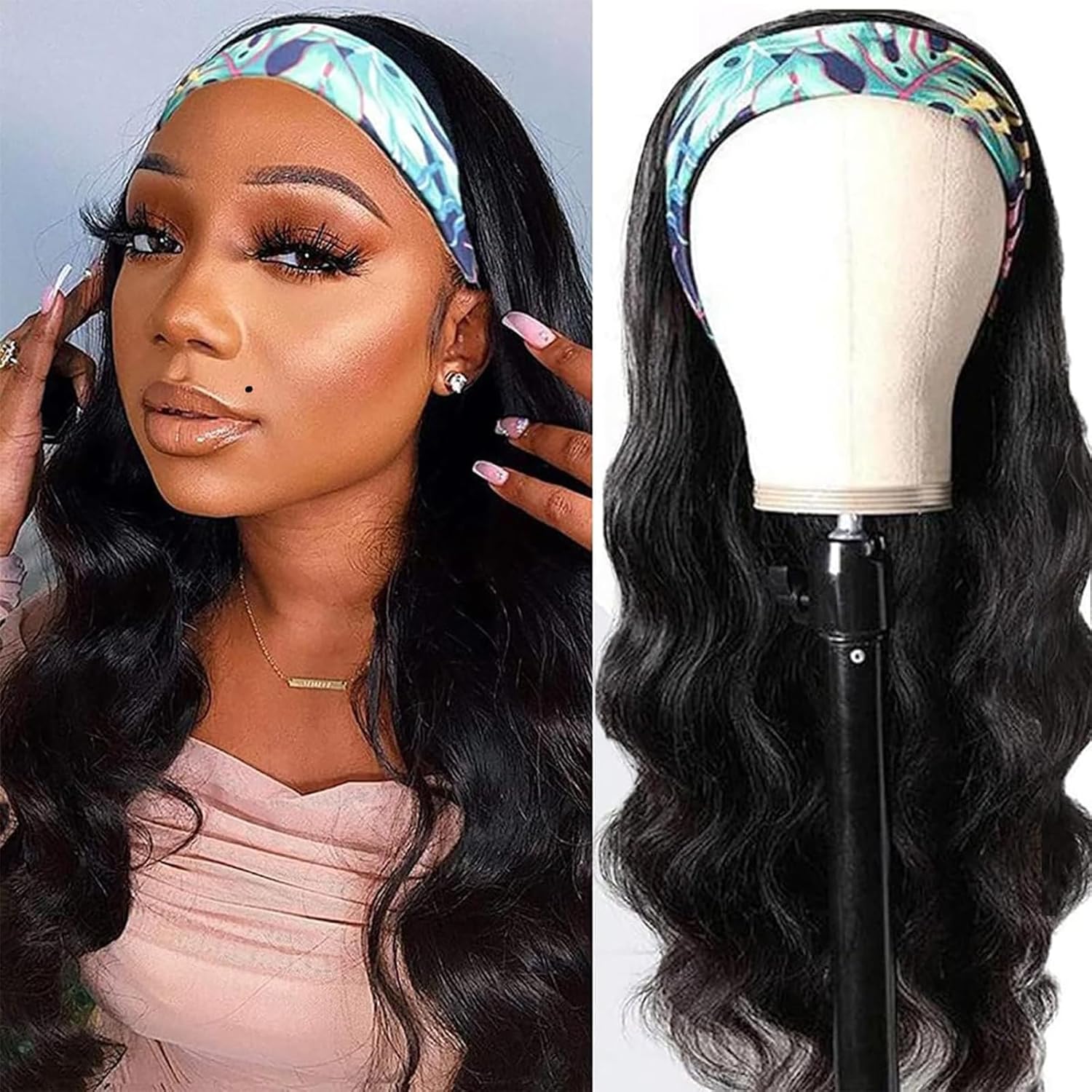 Headband Wig Human Hair Body Wave 20 Inch for Black Women