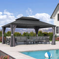 PURPLE LEAF 13ft x 17ft Hardtop Gazebo - Double Roof Patio Shelter