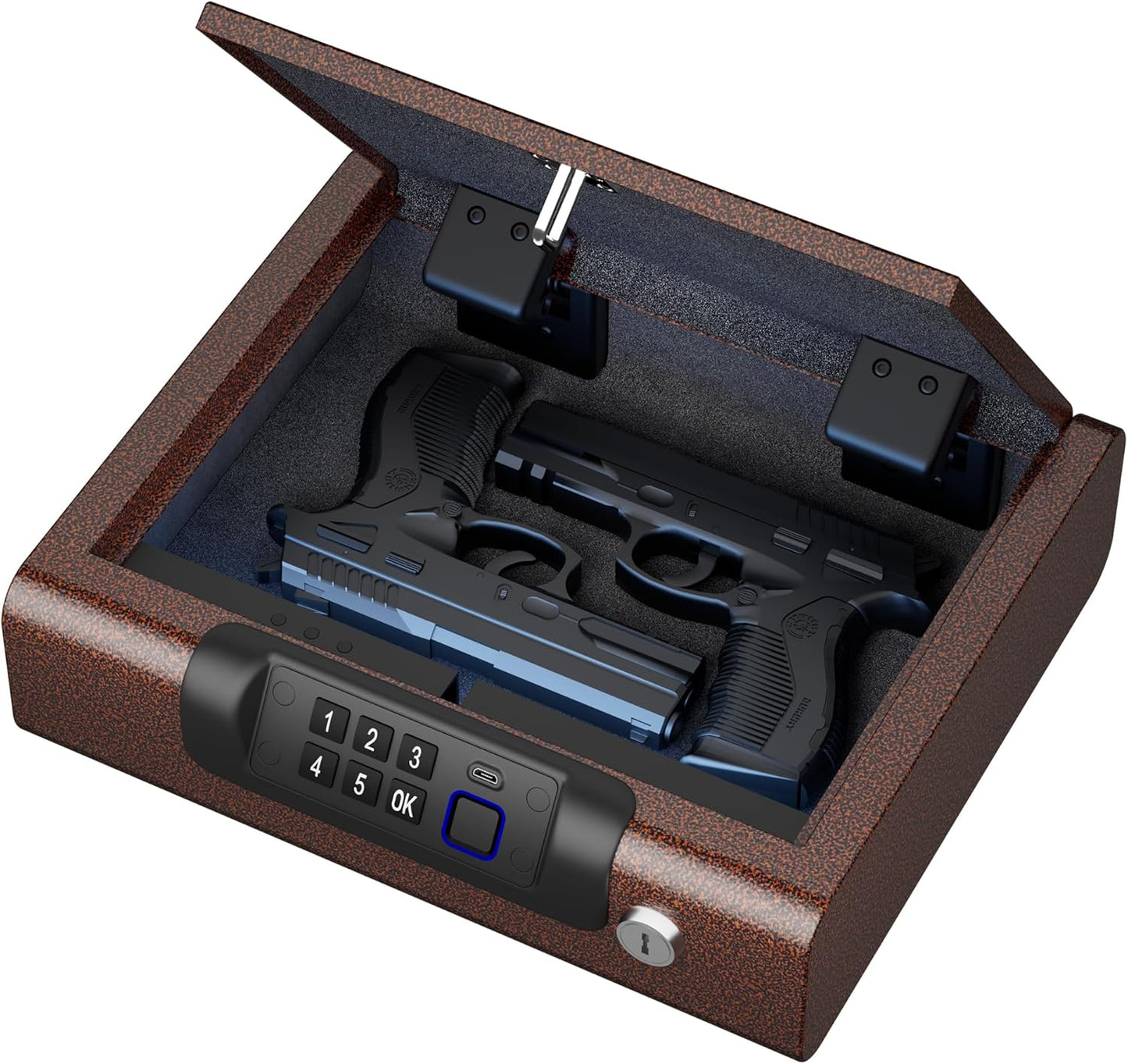 Biometric Gun Safe for Pistols with 3-Ways Unlocking System
