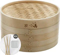 Bamboo Steamer Basket 10-in 2-Tier with Liners & Chopsticks - Healthy
