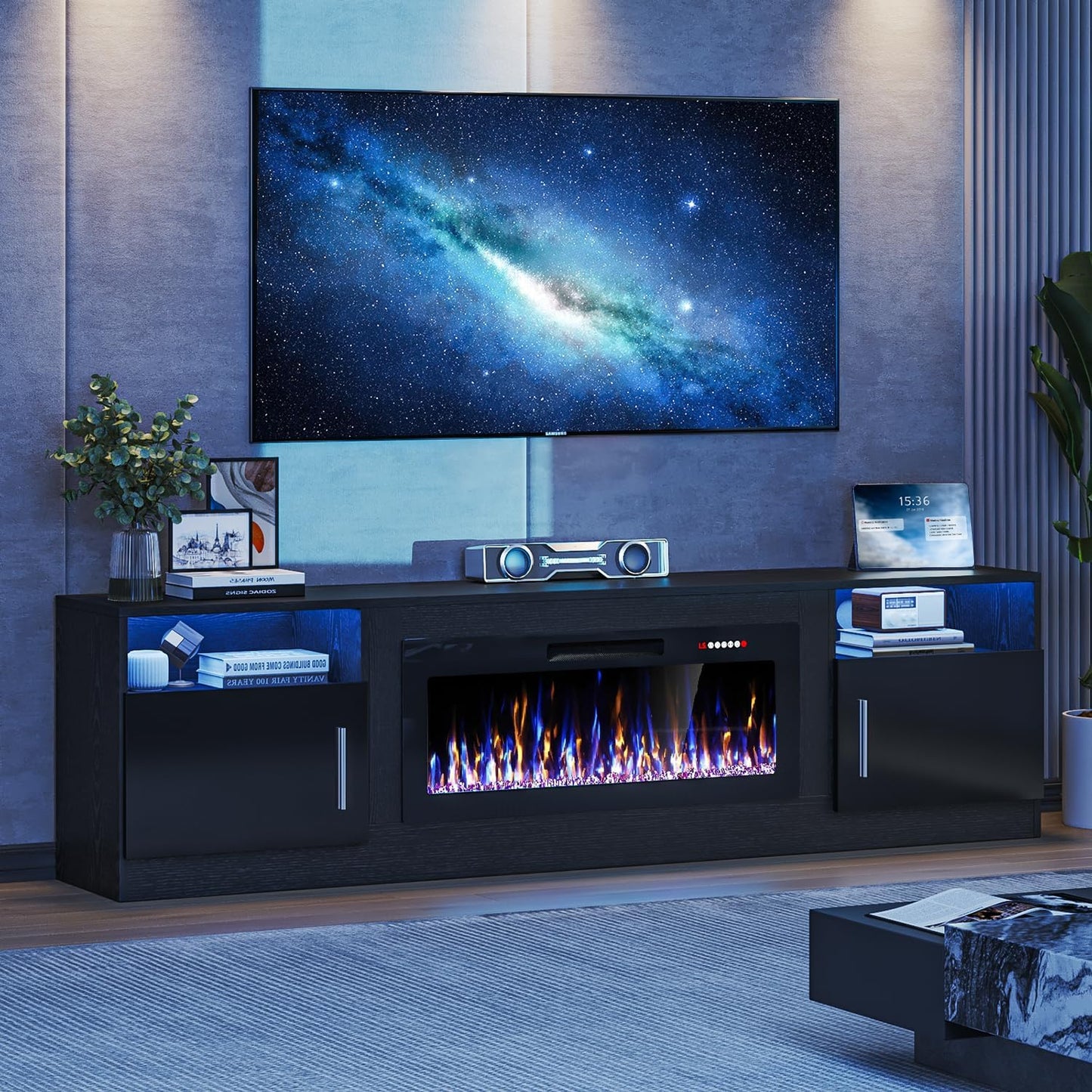 VITESSE TV Stand with Electric Fireplace for Up to 90 in TVs