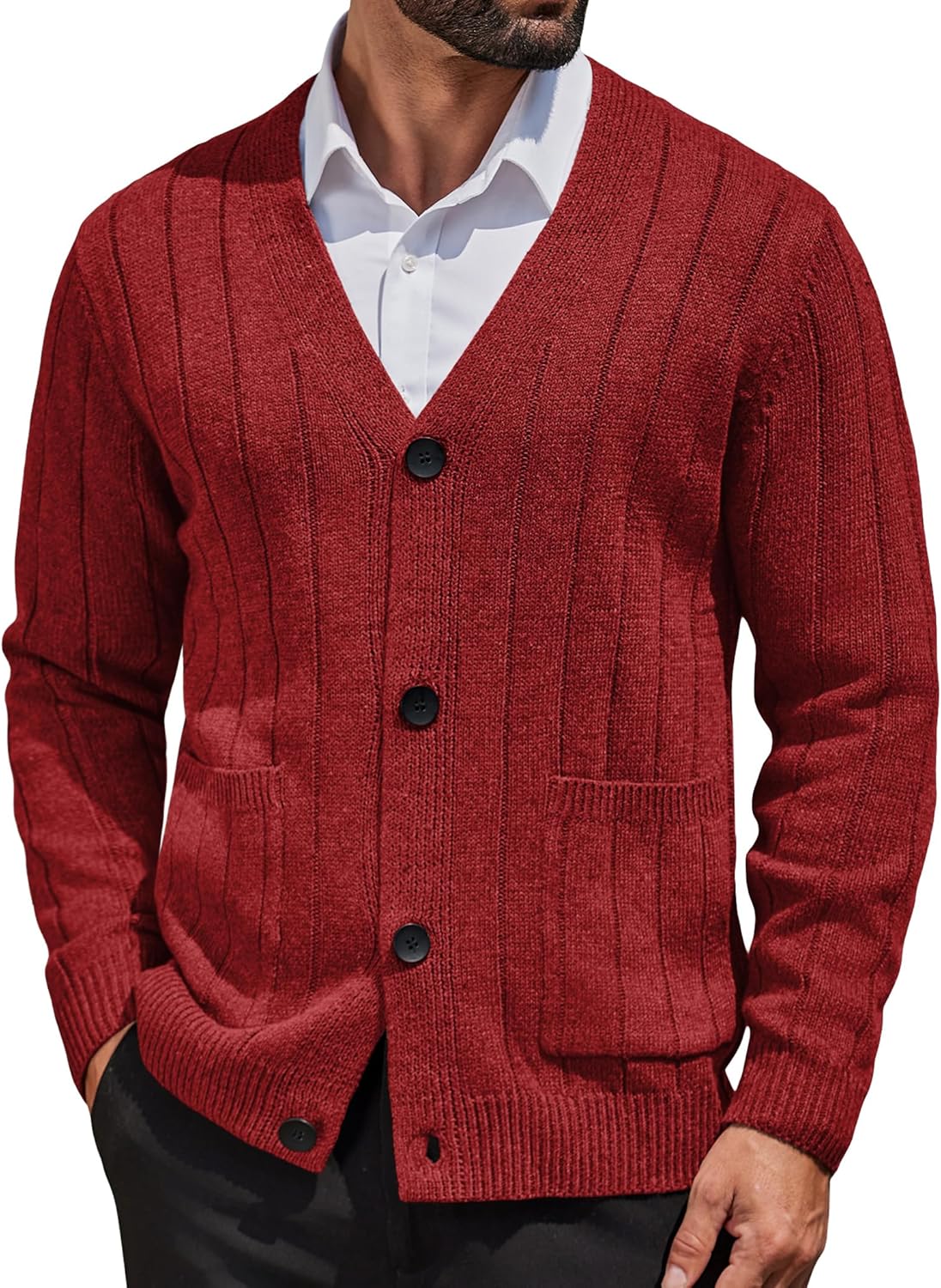 COOFANDY Men's Cardigan Sweater with Pockets for Versatile Style