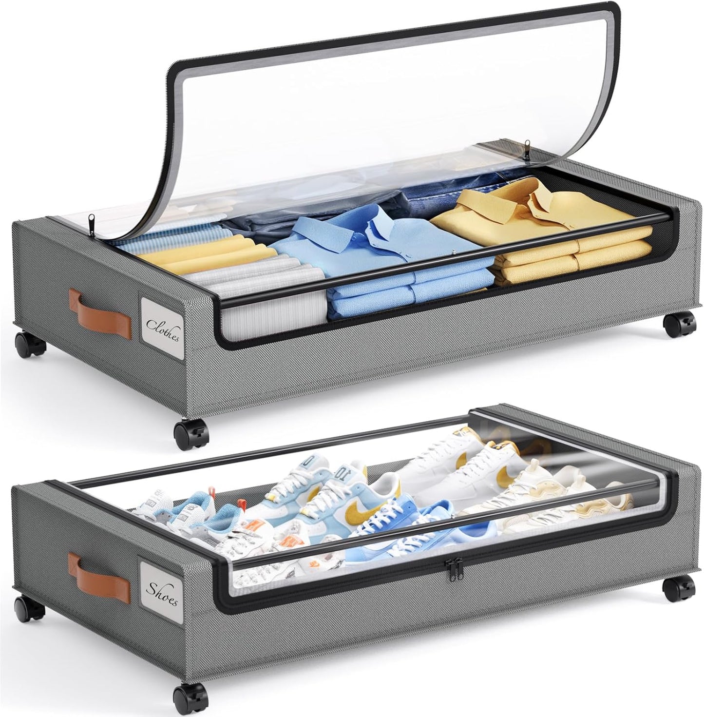 Yecaye Under Bed Storage with Wheels for Clothes and Toys